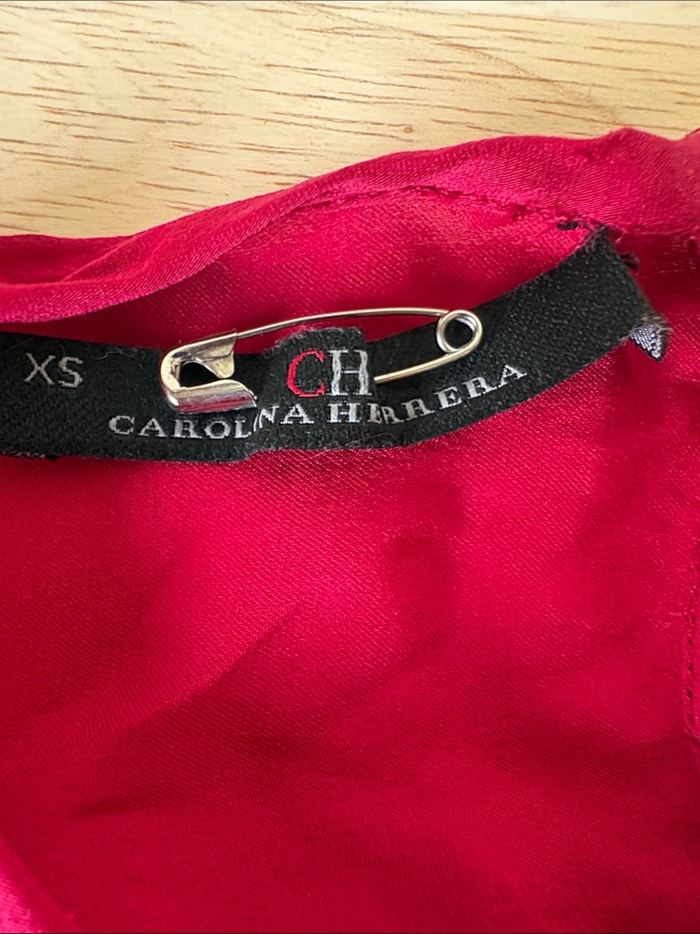 Carolina Herrera Vibrant Red Blouse with CH Label